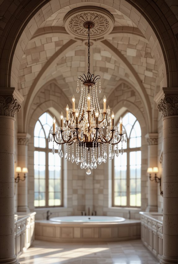 opulent chandelier bathroom lighting