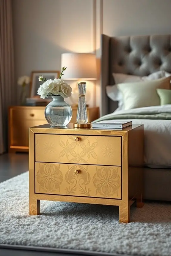 opulent gold leaf nightstand