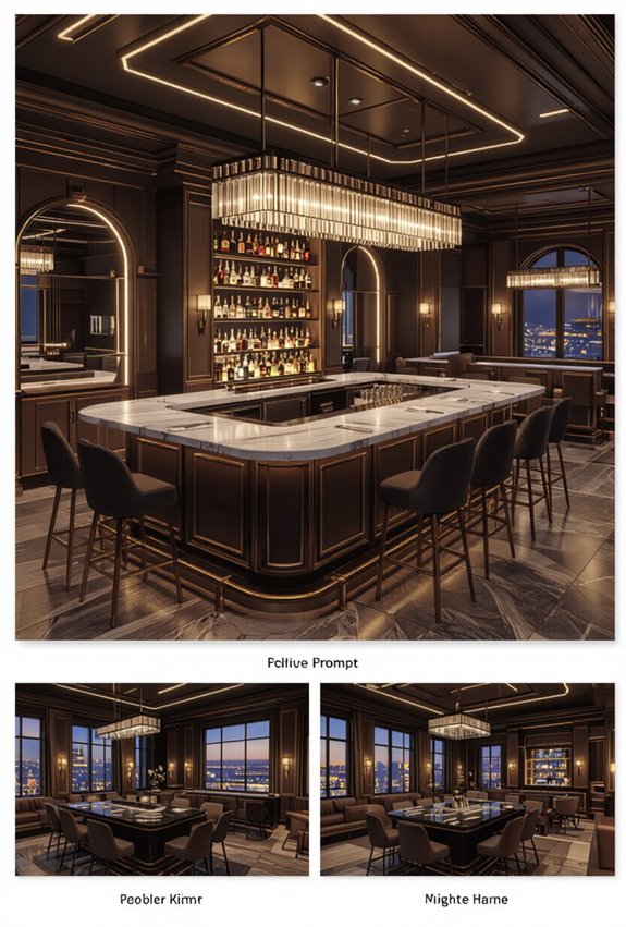 opulent marble centered vip bar