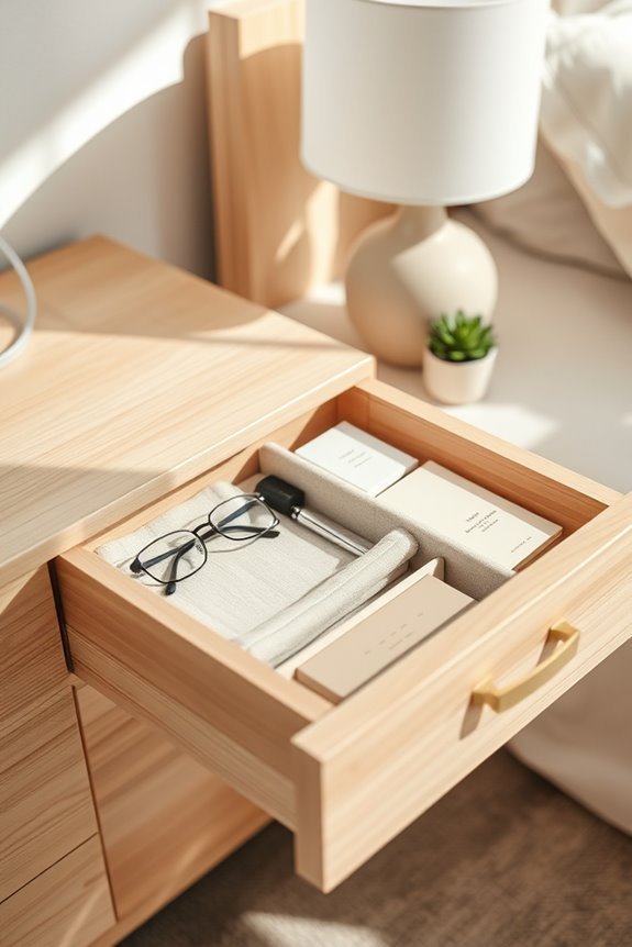 organize bedside table drawers
