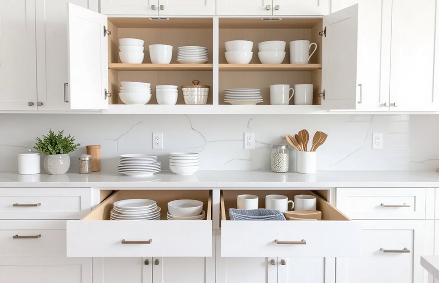 organize cabinets by usage