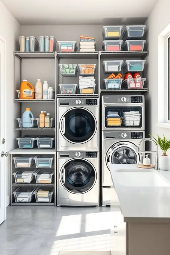 organize laundry with bins