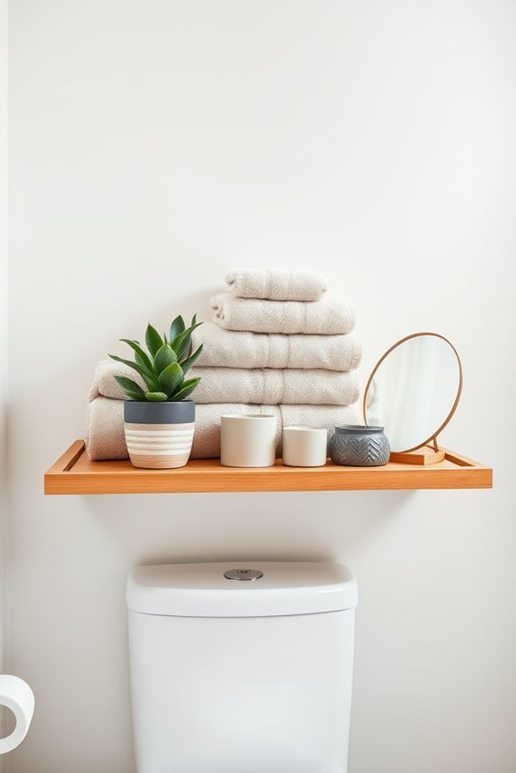 organized aesthetic bathroom shelves