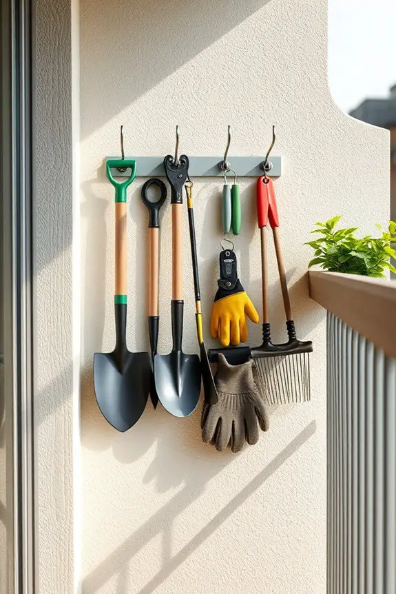 organized balcony tool storage