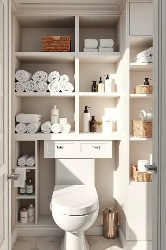 organized bathroom closet system