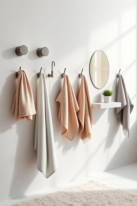 organized bathroom with hooks