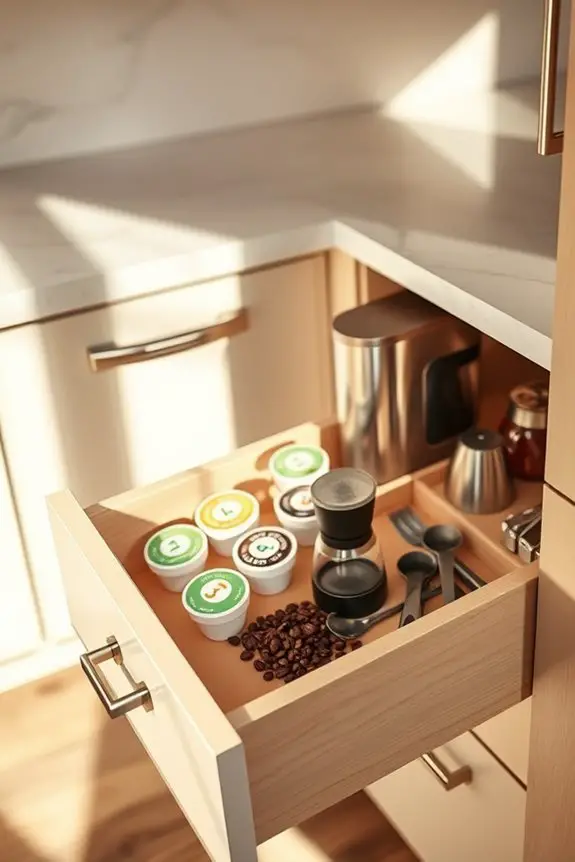 organized coffee drawer system