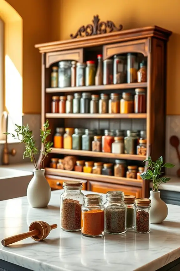 organized colonial spice rack