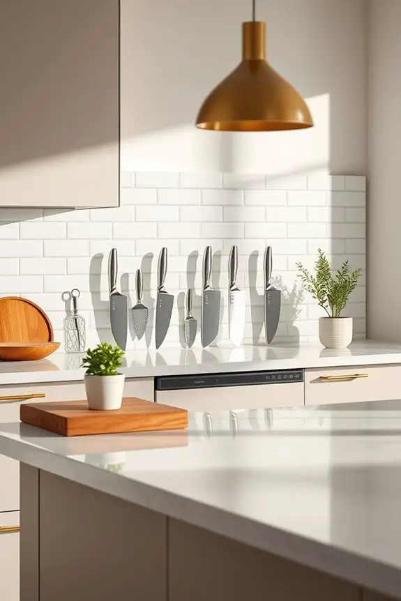 organized kitchen knife storage