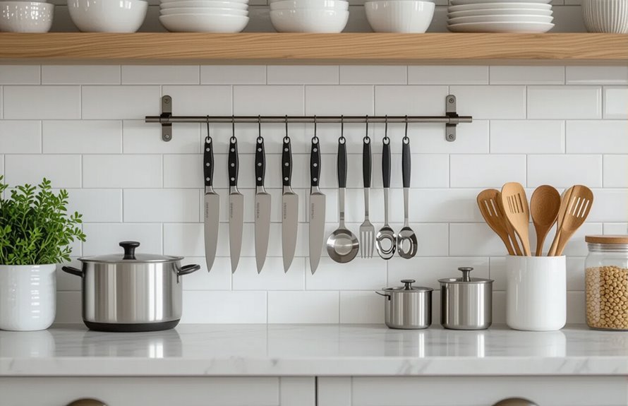 organized kitchen utensil storage