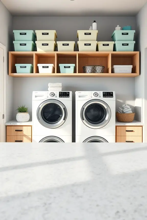 organized laundry area labels