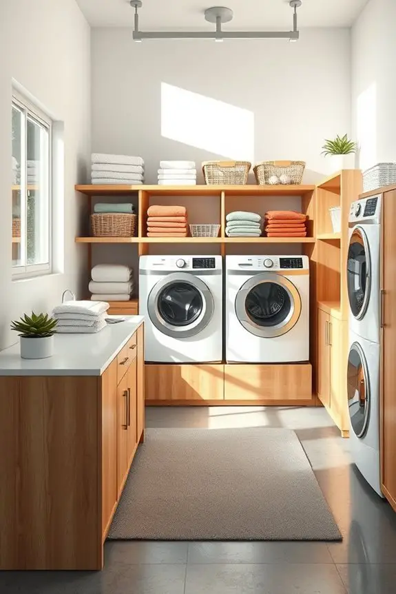 organized laundry folding station