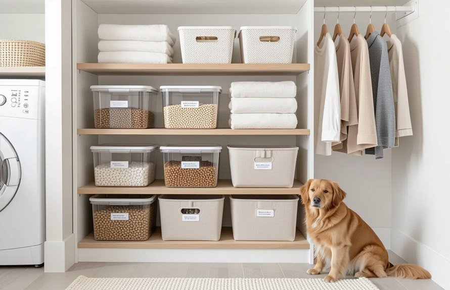 organized pet supply storage