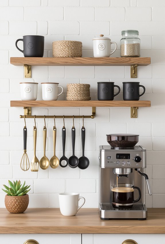 organized wall mounted coffee station