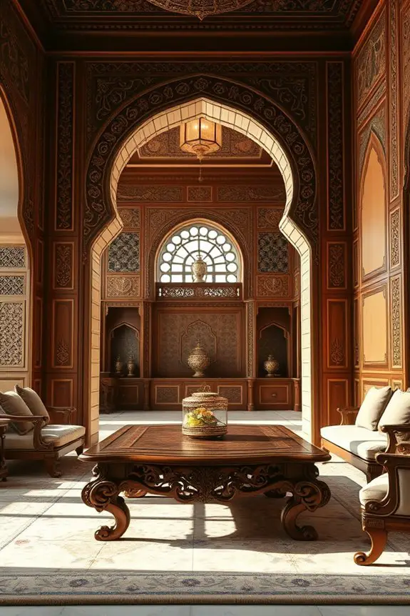 ornate woodwork enhances luxury