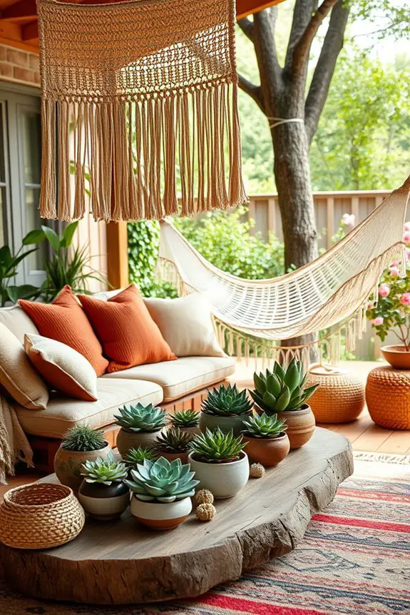 outdoor boho relaxation space