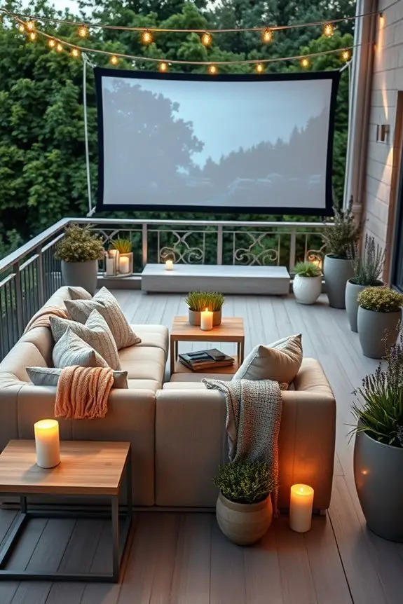outdoor cinema balcony setup