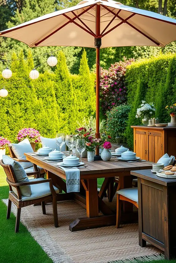 outdoor dining area setup