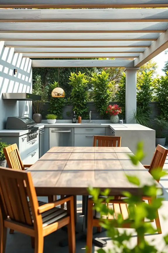 outdoor l shaped kitchen setup