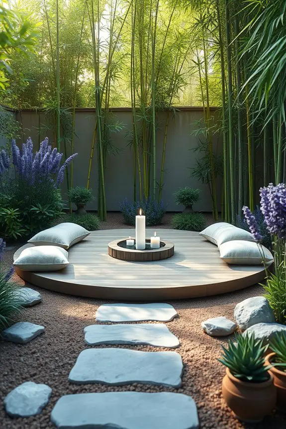 outdoor meditation sanctuary setup