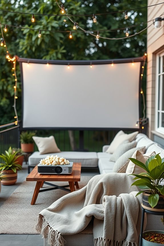 outdoor movie night setup