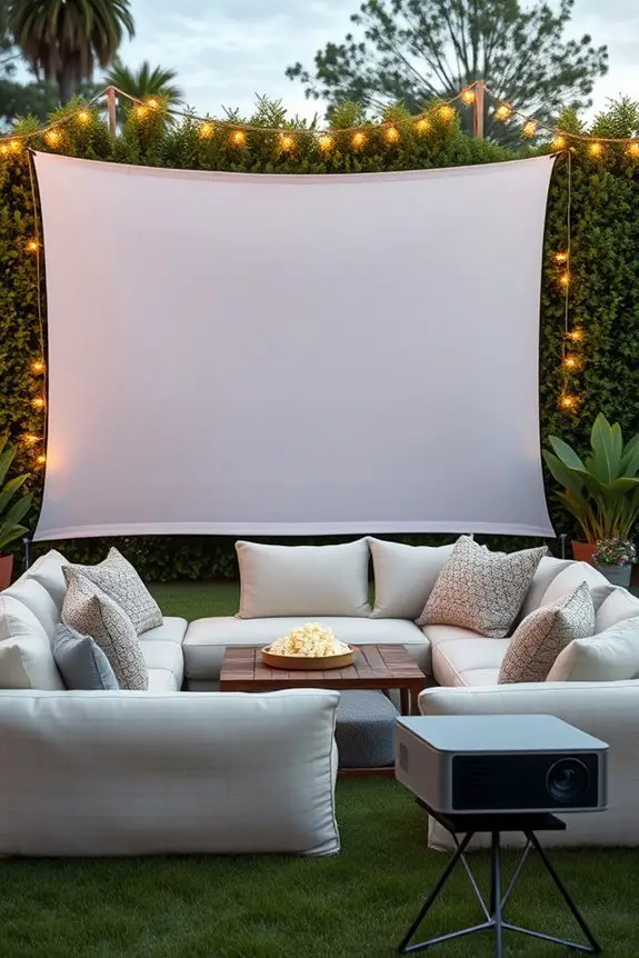 outdoor movie night setup