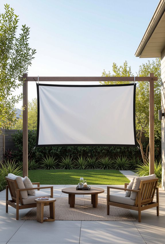 outdoor retractable projector setup
