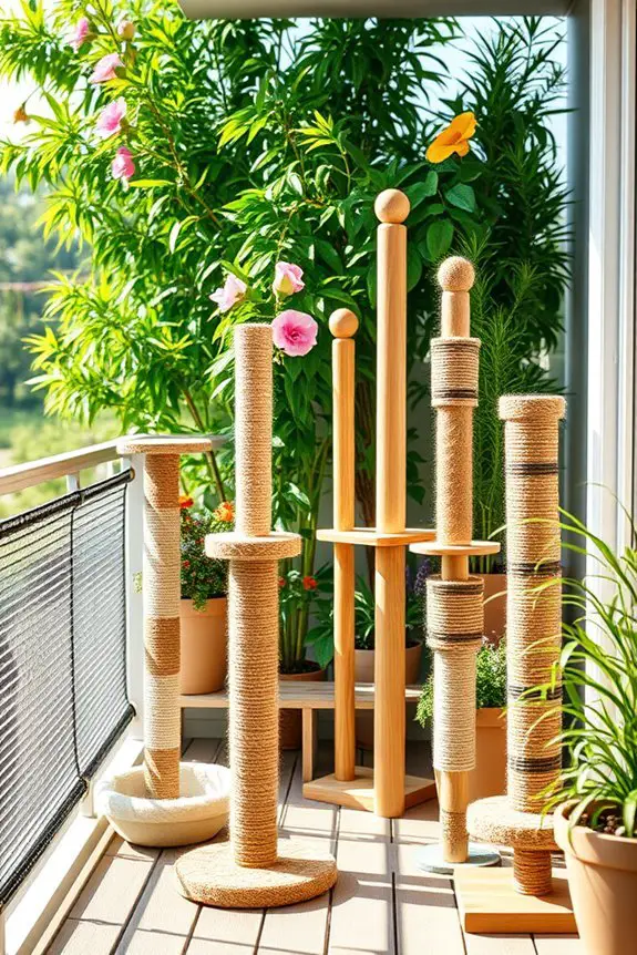 outdoor scratching post setup