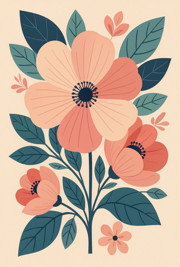 oversized abstract floral serenity