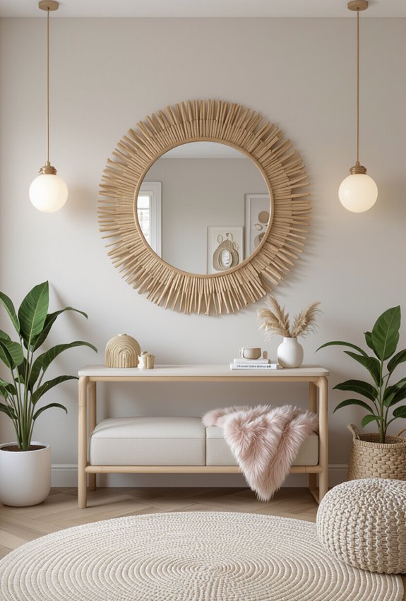 oversized mirror enhances livingroom