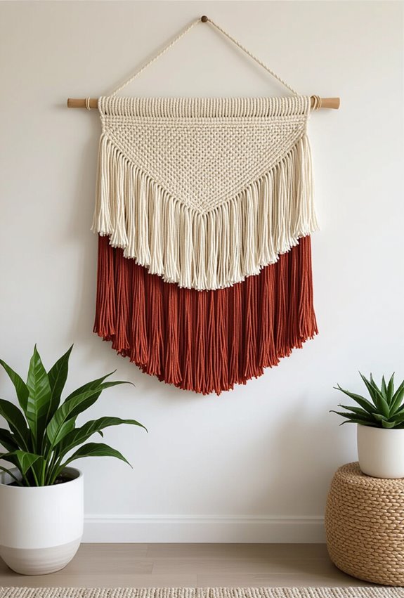 paint dipped cotton fringe wallhanging