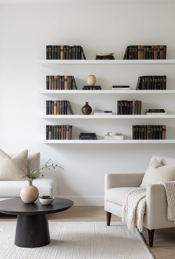 painted backboards highlight books