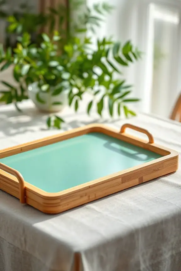 painted bamboo serving trays