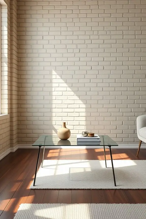 painted brick accent wall