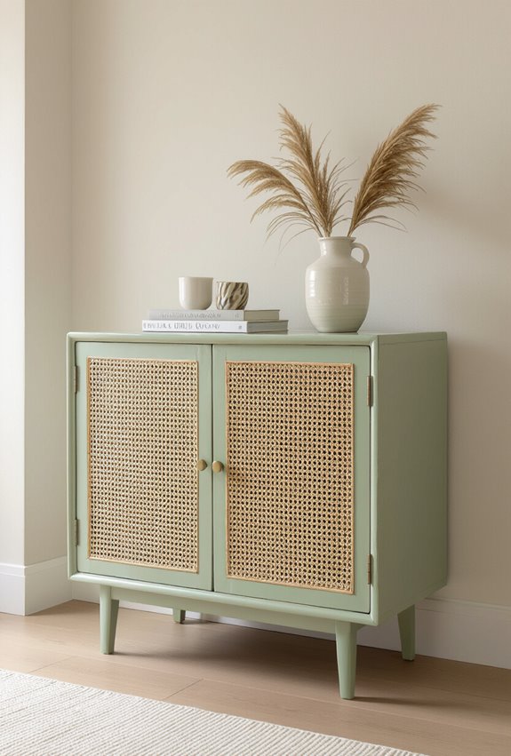 painted cane cabinet refresh