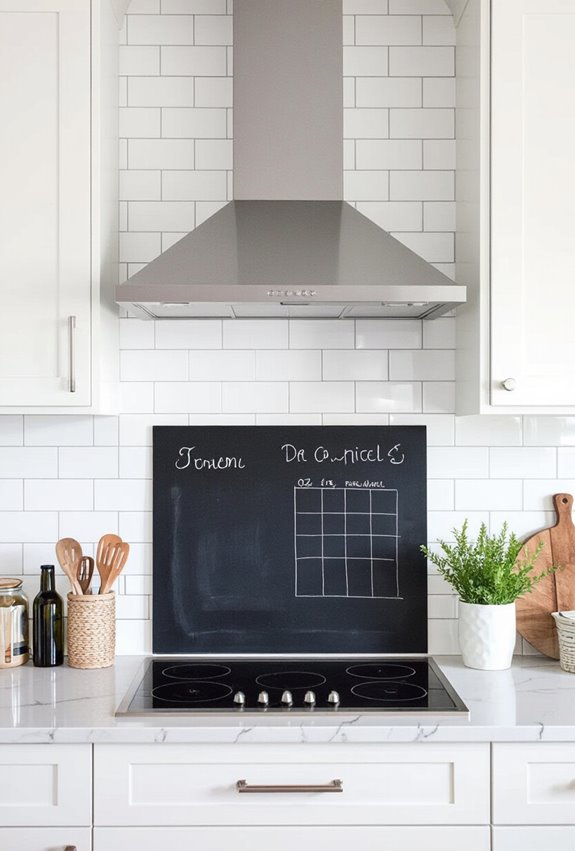 painted chalkboard backsplash section