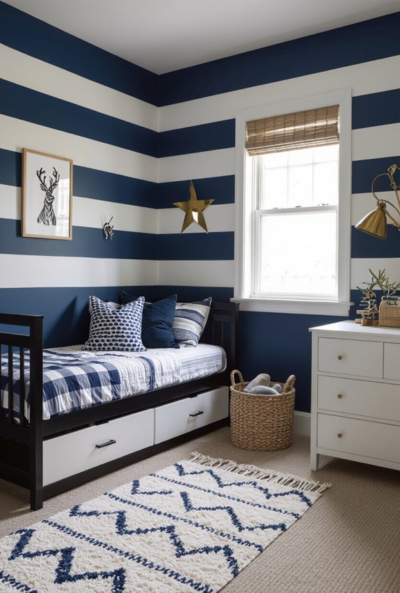 painted chevrons and stripes