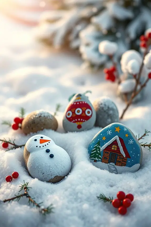 painted holiday spirit rocks