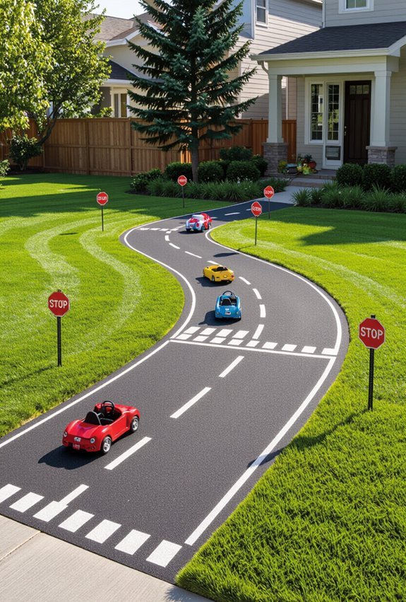 painted miniature roadway playcourse