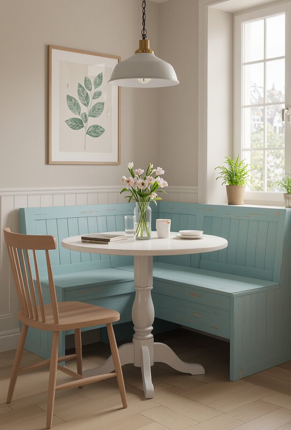 painted pastel bench styling