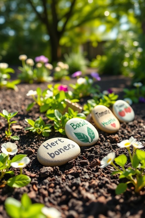 painted stone garden markers
