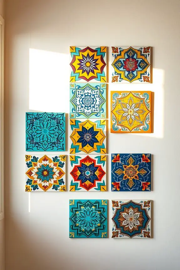 painted tiles wall art