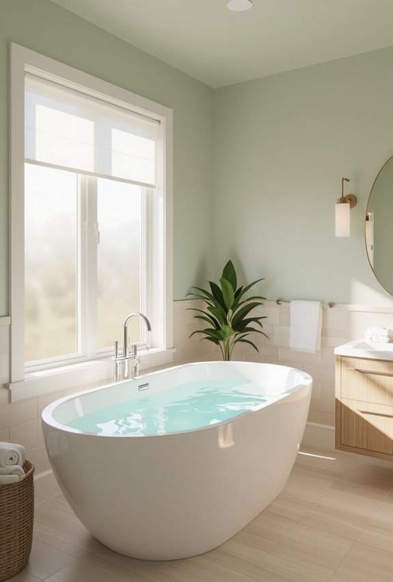 pale green ceiling enlarges space