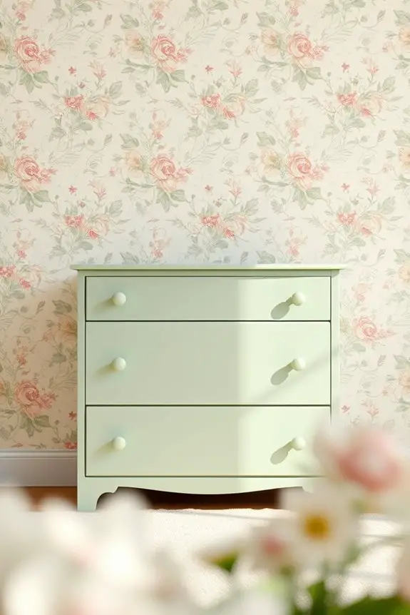 pale green vintage dresser transformation