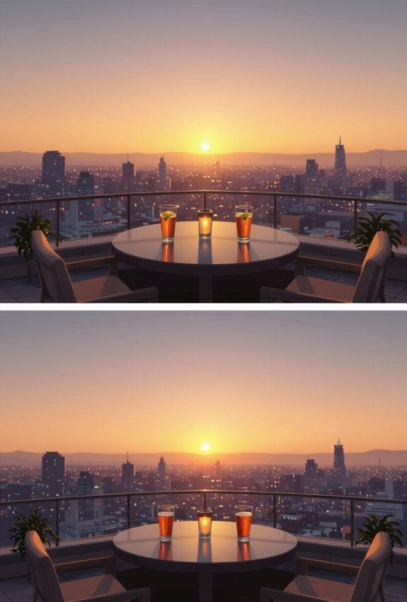 panoramic rooftop sunset cocktail lounge