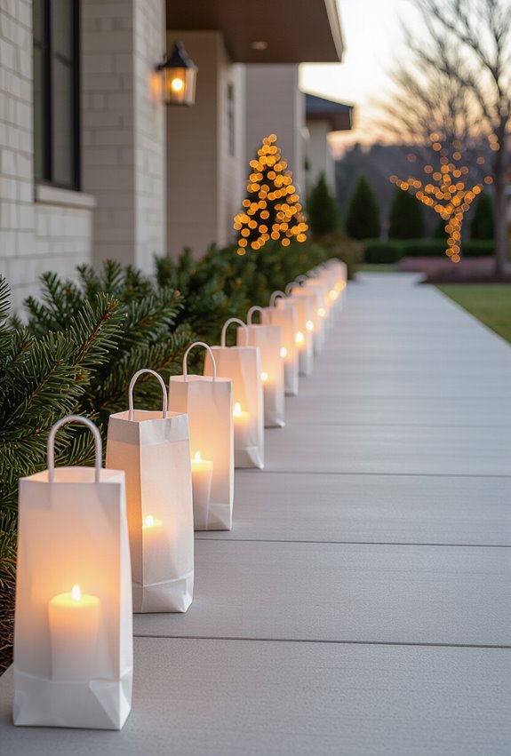 paper luminaries with sand