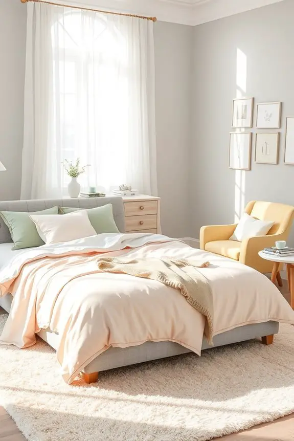 pastel accents enhance grey