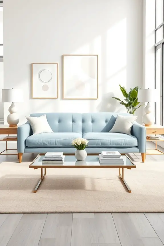pastel blue sofa decor