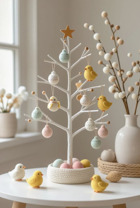 pastel felted chick ornaments