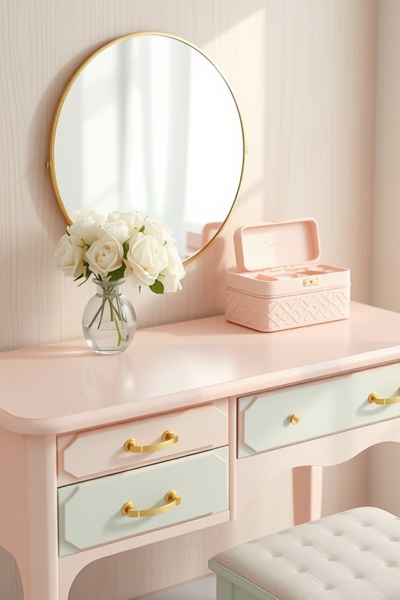 pastel feminine dressing table